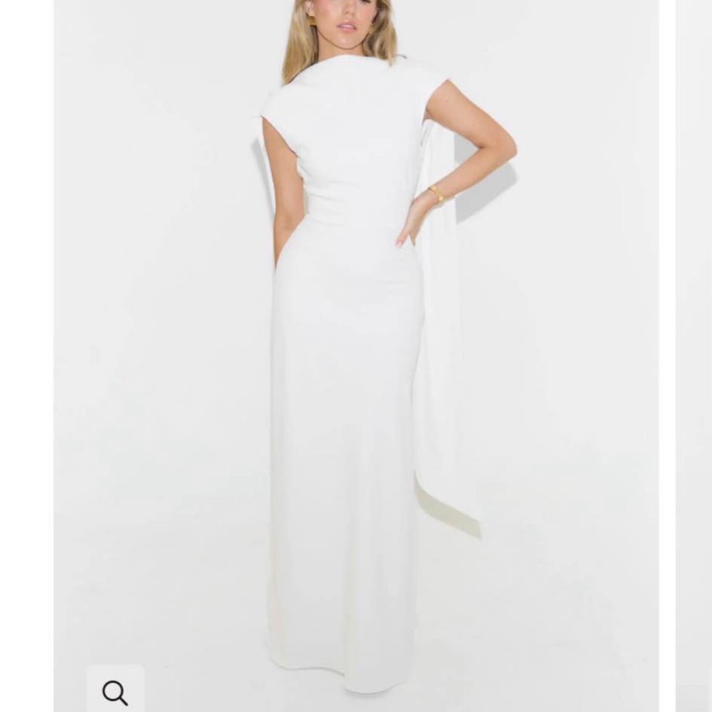 Odd Muse Draped Scarf White Dress